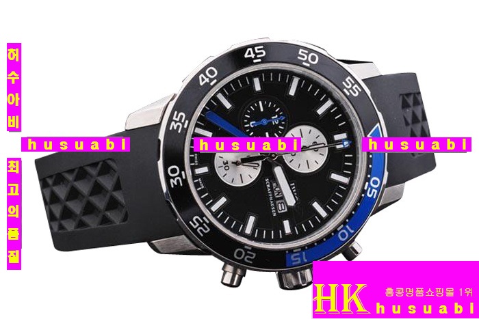 ���̴������� 2012�Ż�ð� IWC �����ð� Replica IWC Schaffhausen Mens Black and Blue Bezel Japanese Quartz. YC010-45