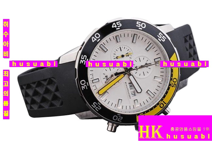 ���̴������� �����ð� Replica IWC Schaffhausen Black Rubber Men Japanese Quartz Movement. YC010-23