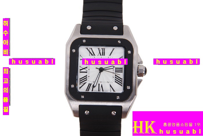 ��쿡 ���ڽð�.Replica Cartier Japanese Quartz MOVEMENT Polished Case Black Bracelet men.117-048